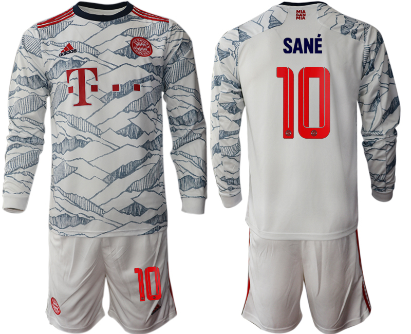 Men 2021-2022 Club Bayern Munich Second away white Long Sleeve #10 Soccer Jersey